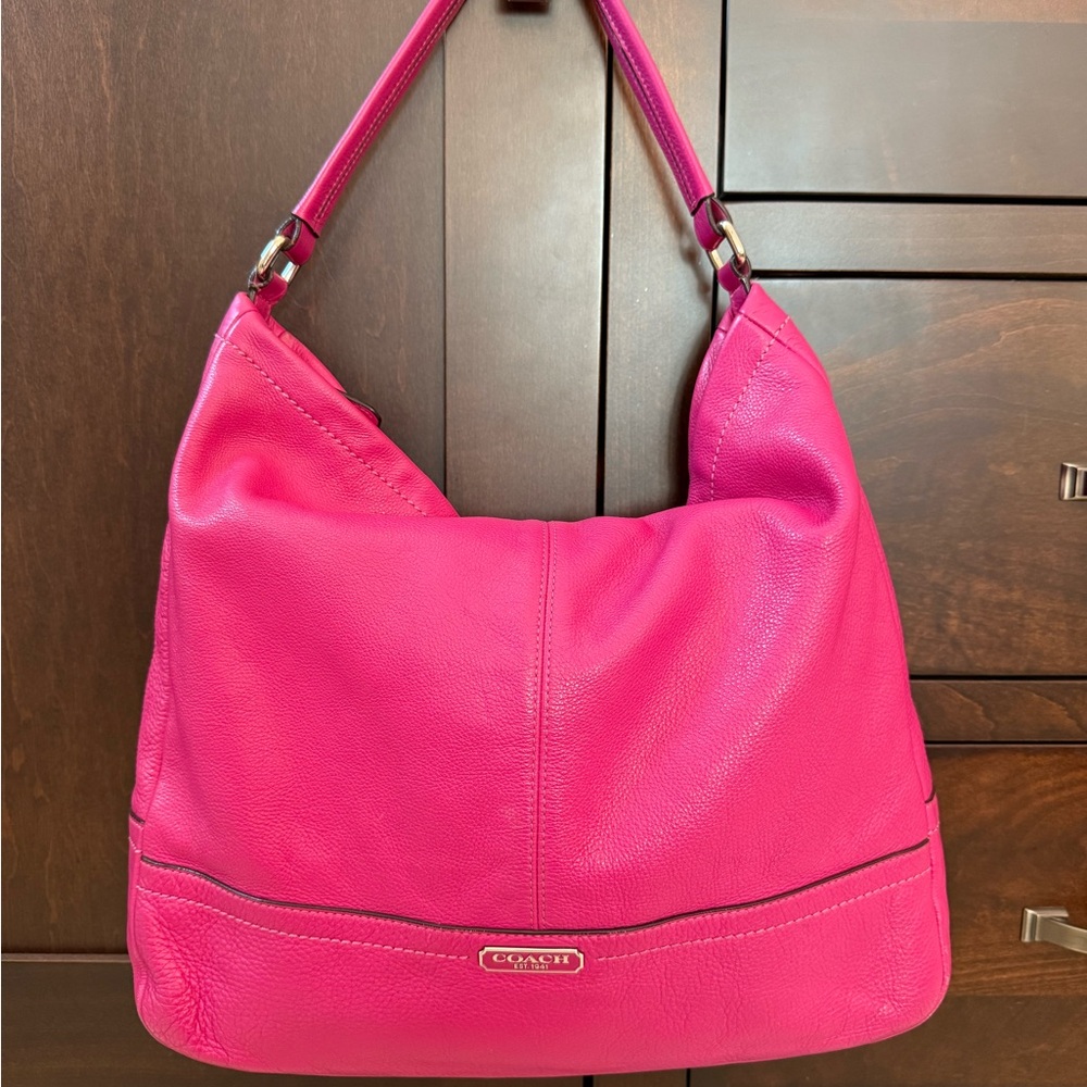 Coach Fuchsia Leather Hobo Bag